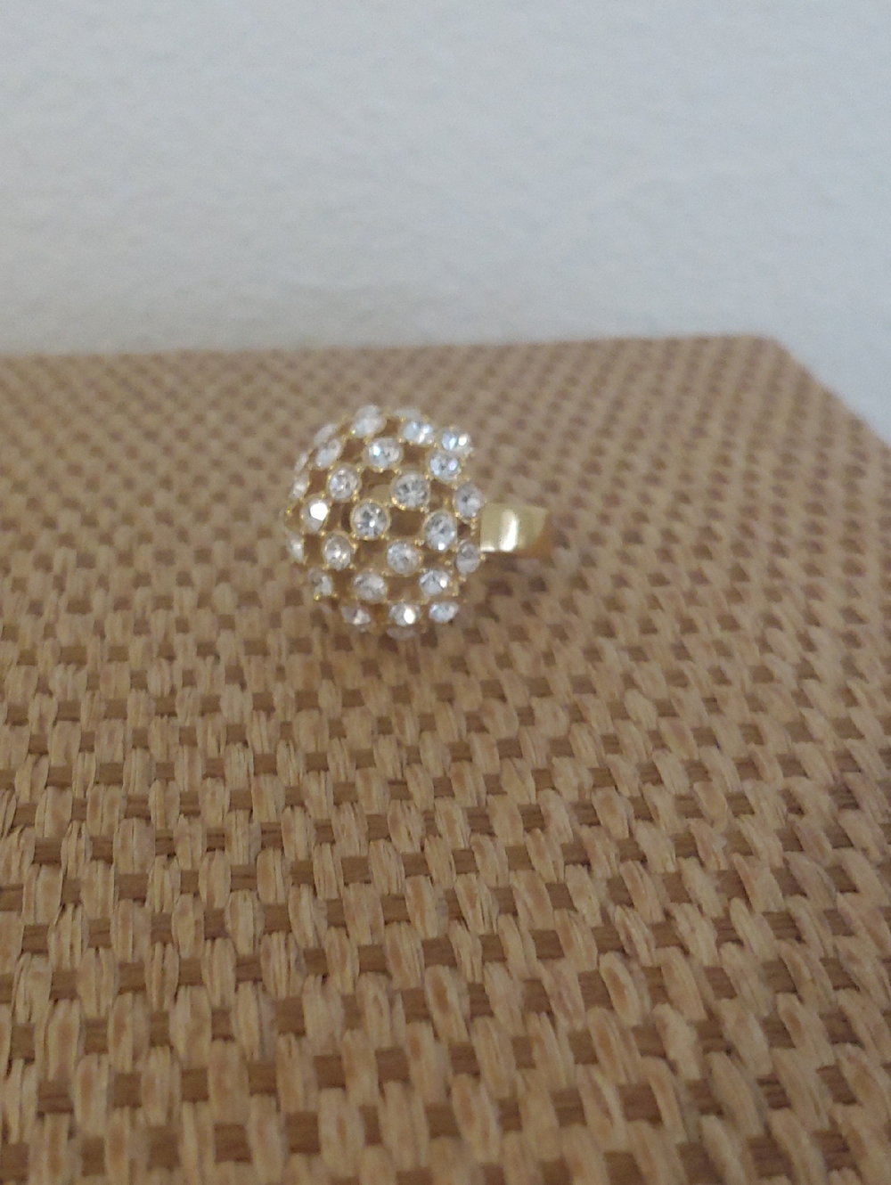 Guess Gold Dome Statement Ring with Brilliant Crystal Accents